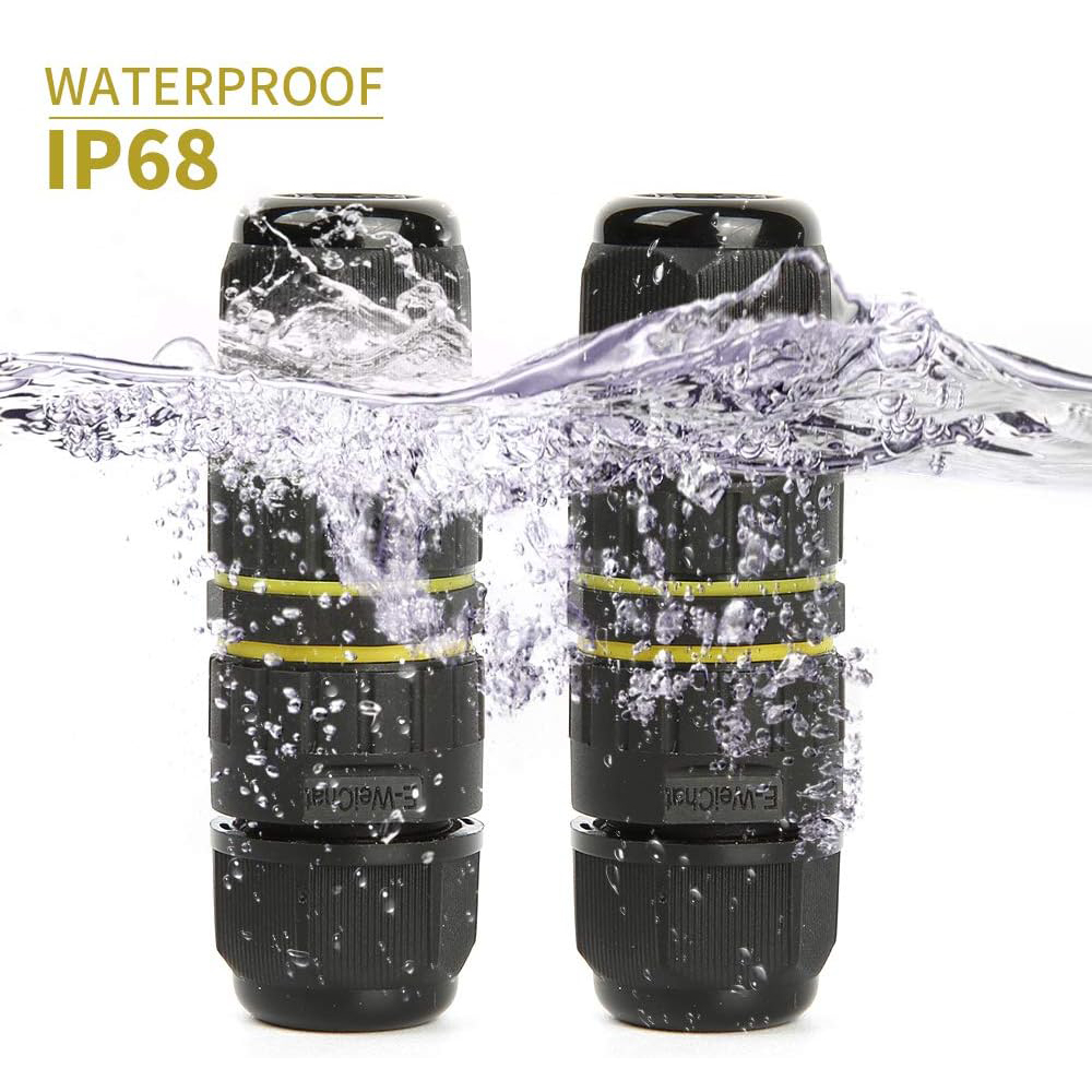 Cable Gland Waterproof - 2ウェイ2/3ピンIP68屋外防水ジャンクションボックス電気ケーブルコネクタ、取り付け簡単、UL、M16、直径5〜8mmのワイヤー範囲用