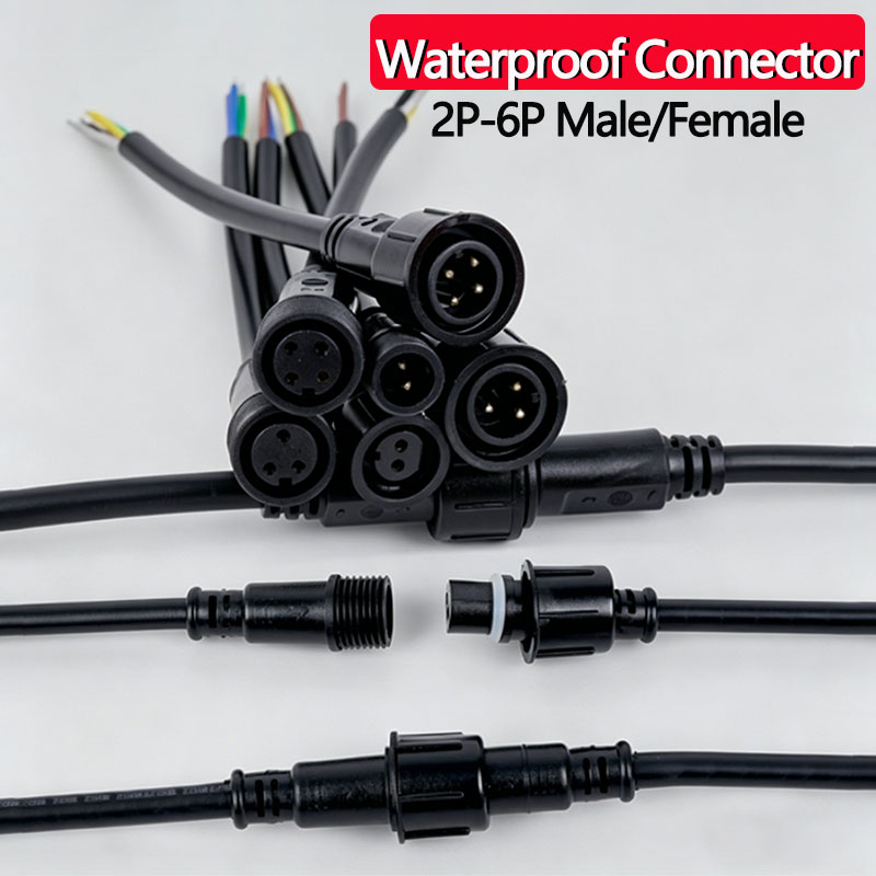Cable Gland Waterproof - 防水ワイヤーコネクタセット 2/3/4/5/6ピン プラグソケット 0.5-1.5mm² ケーブル付き LEDライトおよび屋外用定格電気接続部