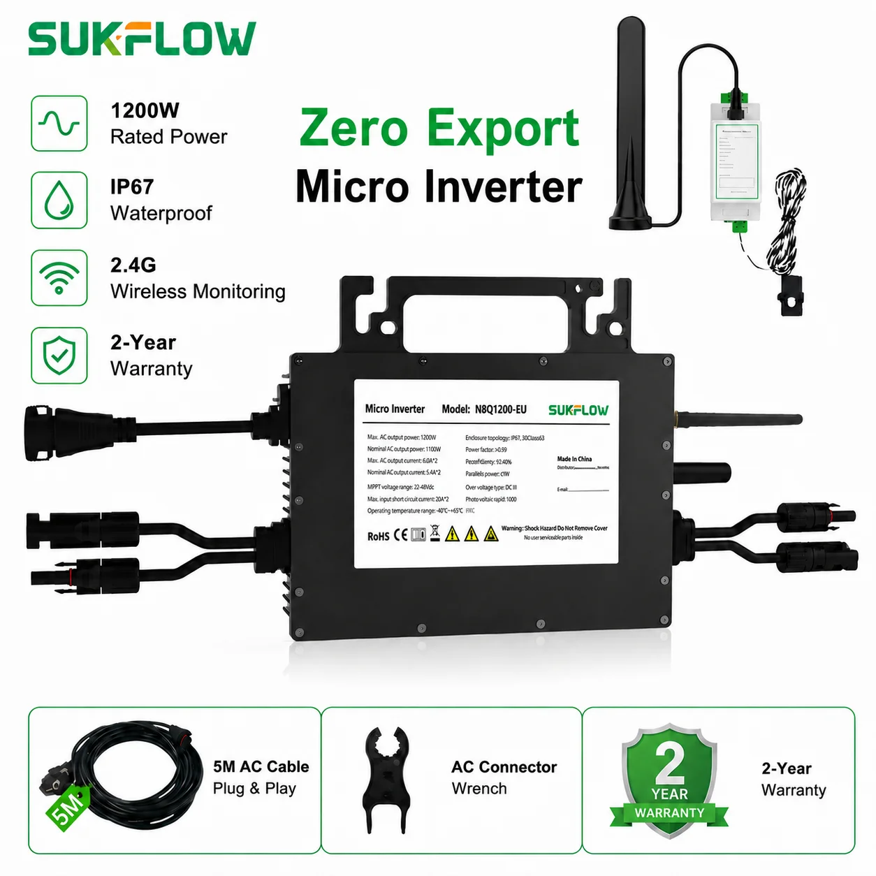 SUKFLOW Zero Expert 1200W グリッド - Grid Tie Micro Inverter のレビューと価格